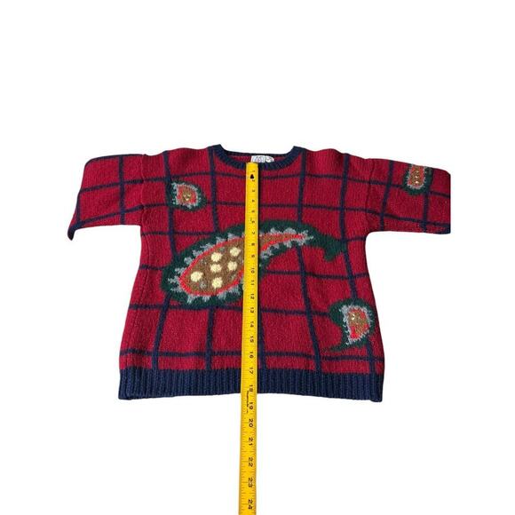 J.G. Hook Wool Paisley Check‎ Sweater - 100% Hand Knit Wool - Striped - size PM - Picture 7 of 8